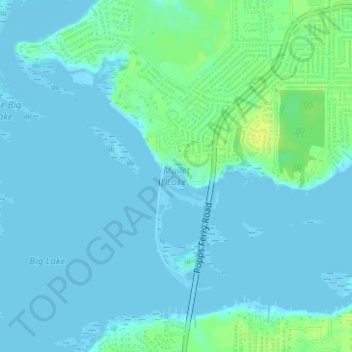Topografische Karte Mullet Lake, Höhe, Relief
