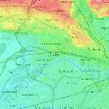 Topografische Karte Eccles, Höhe, Relief