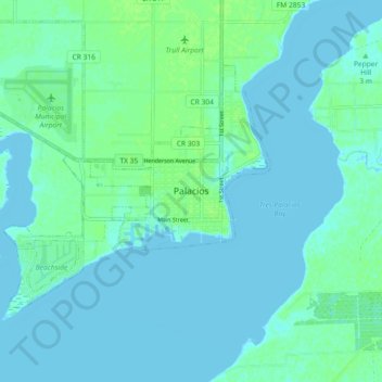 Topografische Karte Palacios, Höhe, Relief