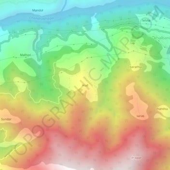 Topografische Karte Hud, Höhe, Relief