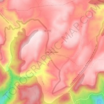Topografische Karte Villar de Cobeta, Höhe, Relief