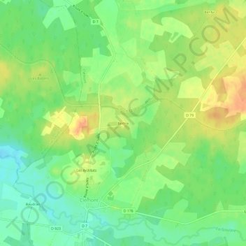 Topografische Karte Bertrix, Höhe, Relief