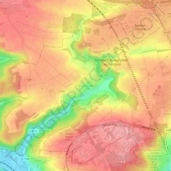 Topografische Karte Mähringen, Höhe, Relief