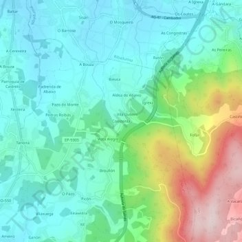Topografische Karte Constenla, Höhe, Relief