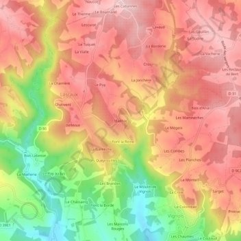 Topografische Karte Mailhac, Höhe, Relief