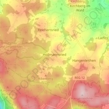 Topografische Karte Höllmannsried, Höhe, Relief