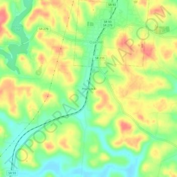 Topografische Karte Hitchcock, Höhe, Relief