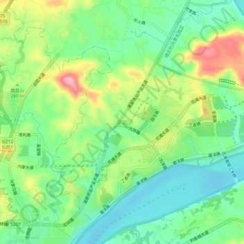 Topografische Karte 黑岩, Höhe, Relief