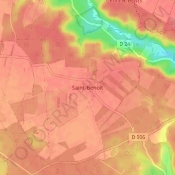 Topografische Karte Saint-Benoît, Höhe, Relief