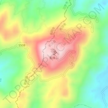 Topografische Karte 影珠山, Höhe, Relief