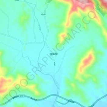 Topografische Karte 度尾镇, Höhe, Relief