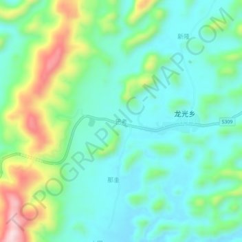 Topografische Karte 巴考, Höhe, Relief