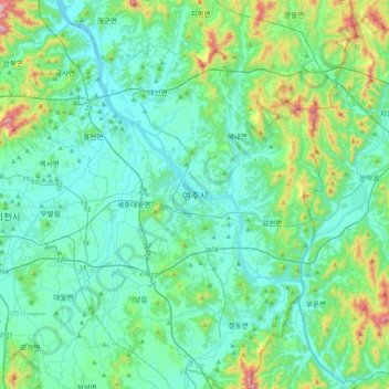 Topografische Karte Yeoju, Höhe, Relief