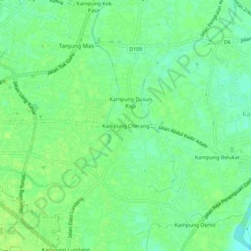 Topografische Karte Kampung Cherang, Höhe, Relief