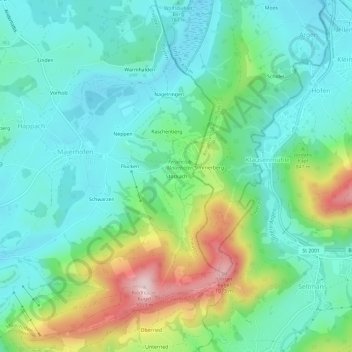 Topografische Karte Stockach, Höhe, Relief