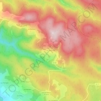 Topografische Karte Les Brenots, Höhe, Relief