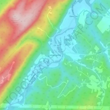 Topografische Karte Yellow Spring, Höhe, Relief