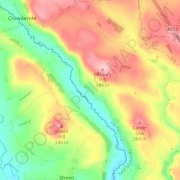 Topografische Karte Pilsbury, Höhe, Relief