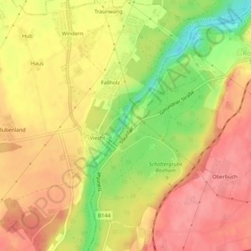 Topografische Karte Traunfall, Höhe, Relief