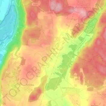 Topografische Karte Deining, Höhe, Relief