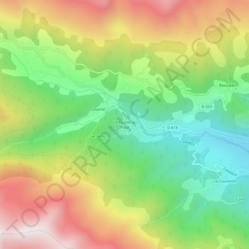 Topografische Karte La Ruzole du Haut, Höhe, Relief