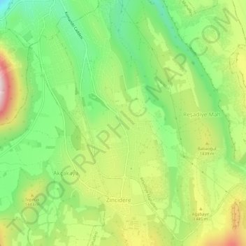 Topografische Karte Erciyes, Höhe, Relief