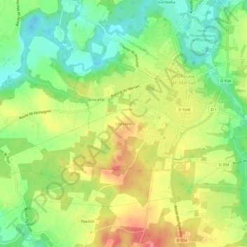 Topografische Karte Leytoure, Höhe, Relief