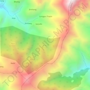 Topografische Karte Bhaba, Höhe, Relief
