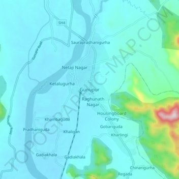 Topografische Karte Gunupur, Höhe, Relief