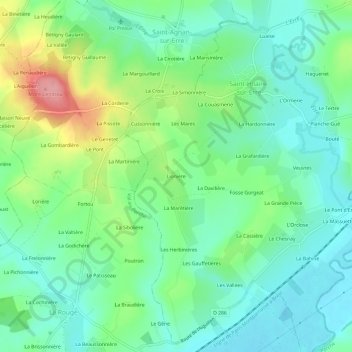 Topografische Karte Lionière, Höhe, Relief