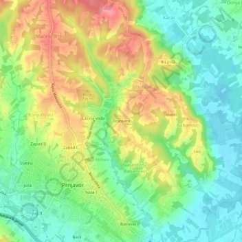 Topografische Karte Tatarevina, Höhe, Relief