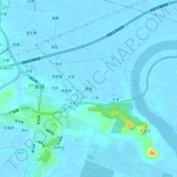 Topografische Karte 南安, Höhe, Relief