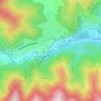 Topografische Karte Pont du Diable, Höhe, Relief