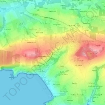 Topografische Karte Kergreis, Höhe, Relief