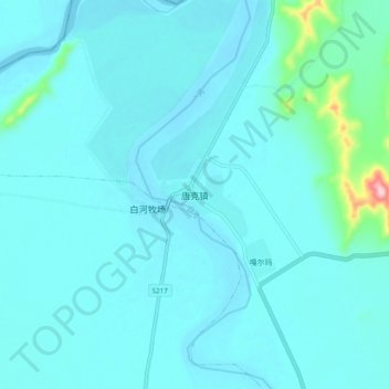 Topografische Karte 唐克镇, Höhe, Relief