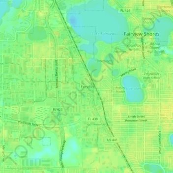Topografische Karte Fairvilla, Höhe, Relief
