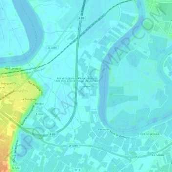 Topografische Karte Jourdan, Höhe, Relief