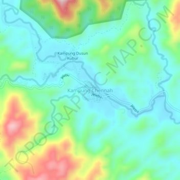 Topografische Karte Kampung Chennah, Höhe, Relief