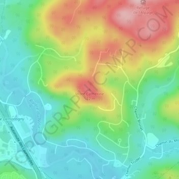 Topografische Karte Mont Catherine, Höhe, Relief