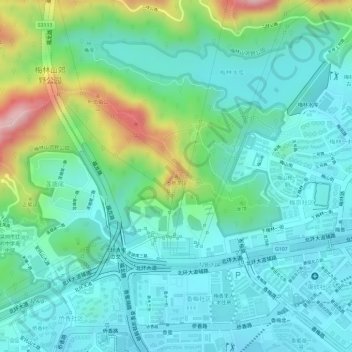 Topografische Karte 土地龙顶, Höhe, Relief