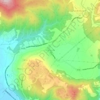 Topografische Karte Ghirlanda, Höhe, Relief