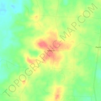 Topografische Karte Western, Höhe, Relief