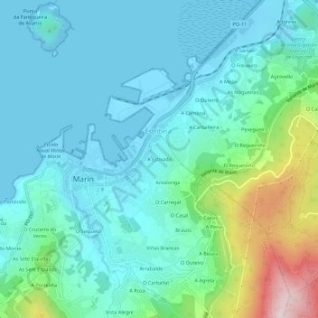 Topografische Karte A Estivada, Höhe, Relief