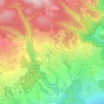 Topografische Karte Rotzel, Höhe, Relief
