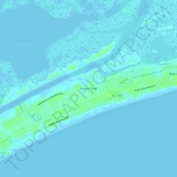 Topografische Karte Forest Trail, Höhe, Relief