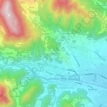 Topografische Karte Casalena, Höhe, Relief