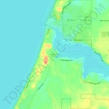 Topografische Karte French Town, Höhe, Relief