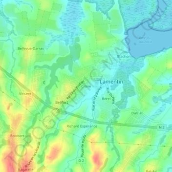 Topografische Karte Crâne, Höhe, Relief