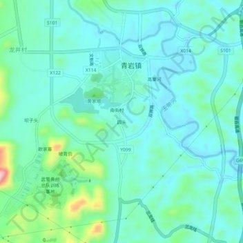 Topografische Karte 园头, Höhe, Relief