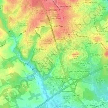 Topografische Karte The Pointe, Höhe, Relief